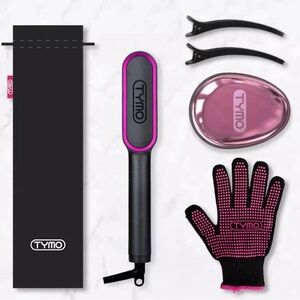 TYMO Ring Pink and Black Hair Straightening Brush Set